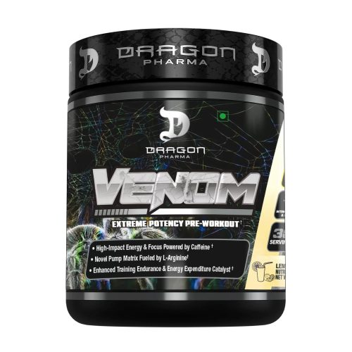 Dragon Venom V5 - Extreme Pre Workout Dragon Pharma Venom V5 - Extreme Potency Pre-WorkoutƗ What does it mean to be great? For some, it’s the number of trophies on the shelf from competing. For others. it’s the ability to dig deep to do what it truly takes to add slabs of lean muscle and drop body fat, smash lifting PRs and dominate every workout, day in and day out. Greatness is in all of us, and it courses through our veins. Sometimes, we simply need to flip that switch and tap into our true potential. That is why we created Venom. Formulated to be a no BS, high-intensity energy, and focus driving catalyst, Venom leaves nothing to chance, addressing every angle of optimizing your performance potential. Venom also addresses two critical components: Training endurance and blood flow. Not only are you getting a clinical dosage of beta-alanine for helping to maximize your training endurance, but we also include the research-proven ingredients citrulline malate & L arginine hcl . These two ingredients work to maximize blood flow and vasodilation and maximize endogenous nitric oxide production, meaning that not only will you get better muscle pumps, but you’ll also increase nutrient delivery to your hard-working muscles and maximize your results. When it’s time to push the limits of what you are truly capable of, flip the switch with Dragon Pharma Venom.